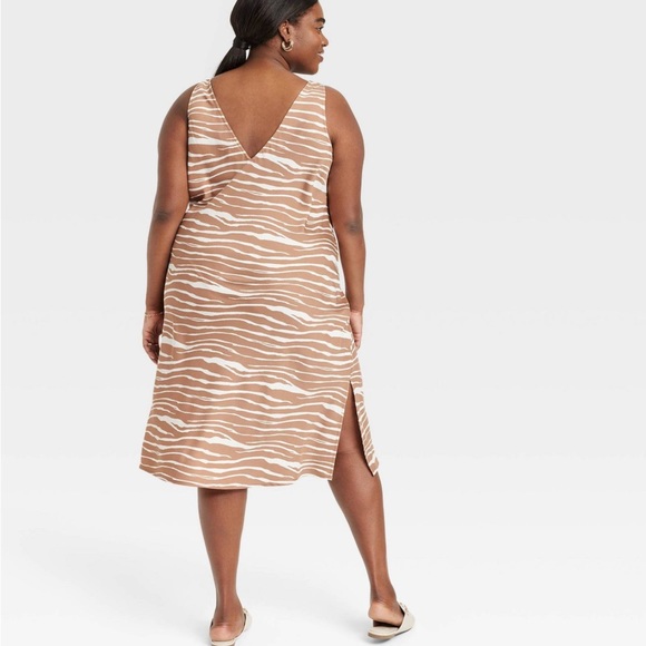 💙NWT A New Day Tan & Cream Zebra Print Sleeveless Slip Dress XS - Picture 2 of 4